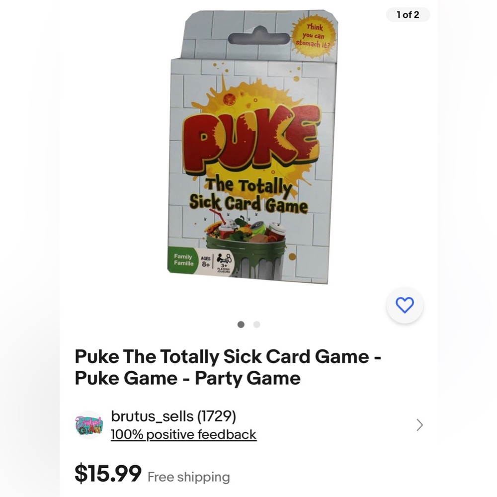 Puke The Totally Sick Card Game - Puke Game - Party Game